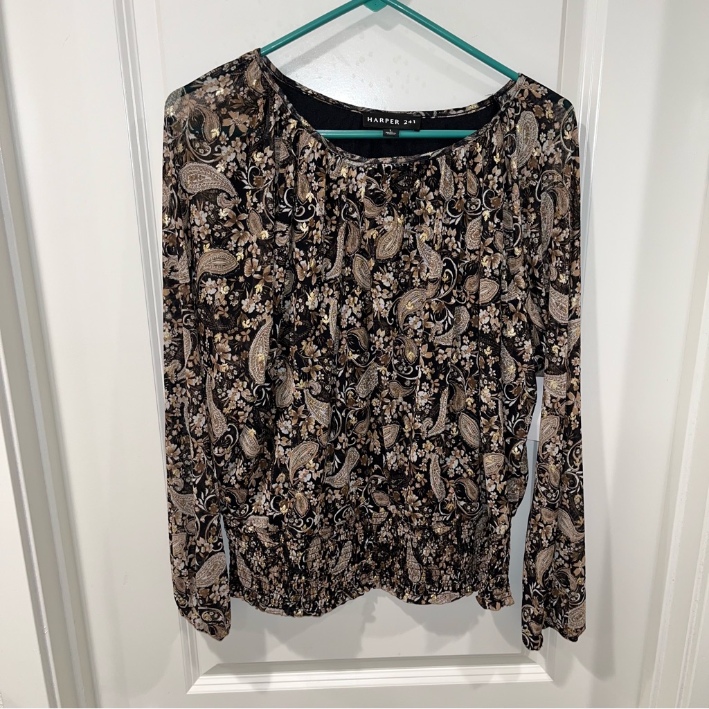 Brand New Harper 241 Lined Black Brown Stretchy Blouse Top Size Large Tunic Brand New Harper 241 Lined Black Brown Stretchy Blouse Top Size Large Tunic